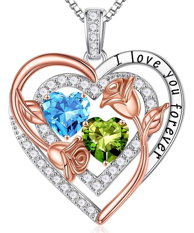 Iefil Christmas Gifts for Women - Sterling Silver Birthstone Necklace Anniversary Birthday Gifts for Her Wife Mom Daughter