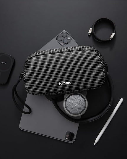 tomtoc Electronics Organizer Travel Case Performance, Water Resistant Bag Cable Tech Pouch Accessories, Carry Storage for Cord, Phone, Cables, Airpods, USB Flash Drive, Daily Items