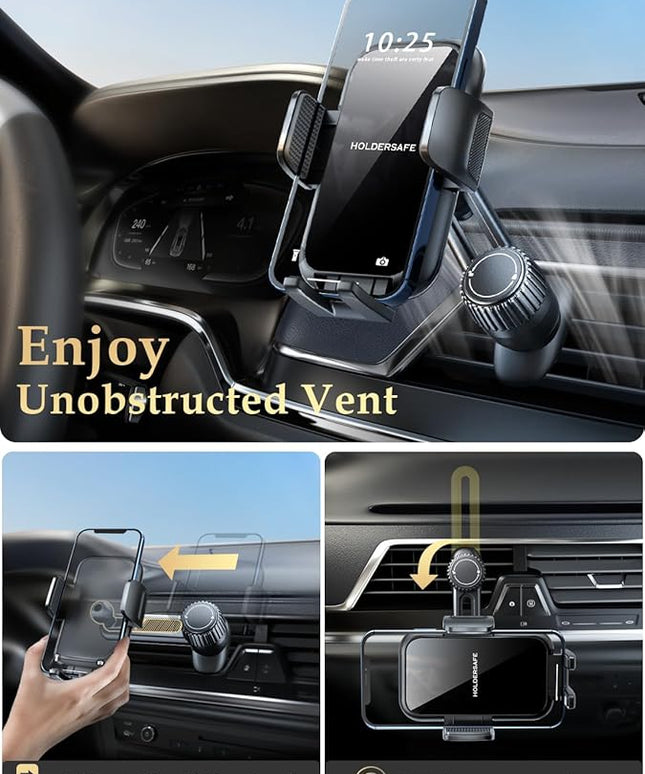 Phone Mount for Car Vent: [Never Blocking] Air Vent Cell Phones Holder for iPhone & Samsung Android Smartphone [Thick Cases Friendly] Hands-Free Auto Mobile Phone Stand (Acrylic)