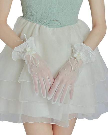Sahabowi Satin Gloves Formal Bridal Banquet Party Wedding Opera Solid Colorful Mitten For Women