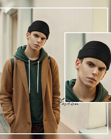 SATINIOR 4 Pieces Trawler Beanie Watch Hat Roll up Edge Skullcap Fisherman Beanie Unisex