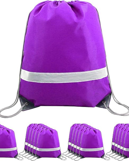 BeeGreen Drawstring Backpack Bags 20,30,50 Packs Reflective String Bags for Gym Sport Trip Cinch Sack DIY for Women Men