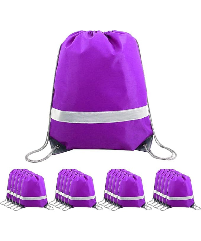 BeeGreen Drawstring Backpack Bags 20,30,50 Packs Reflective String Bags for Gym Sport Trip Cinch Sack DIY for Women Men