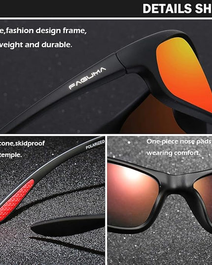 FAGUMA Polarized Sports Sunglasses For Men Cycling Driving Fishing UV400 Protection