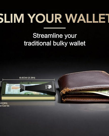 furid Slim Card Wallet for Men: Minimalist Metal Wallet with Money Clip - RFID Front Pocket Credit Card Holder for Work Business Travel - Gift for Father Husband Male Friend