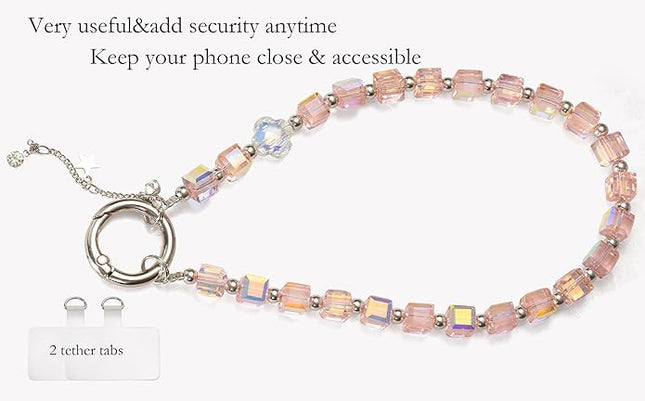 Phone Charms Strap Wrist Chain Bracelet Phone Strap Detachable Anti Theft Anti-Fall Safety Hands-Free(2xPads) Fit Apple&Most Smartphones
