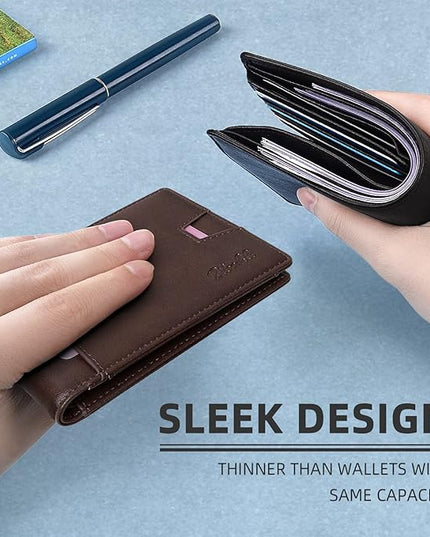 Zitahli Mens-Wallet-Slim-Leather-RFID Blocking Wallet for Men Minimalist Bifold Credit Card Holder with Gift Box