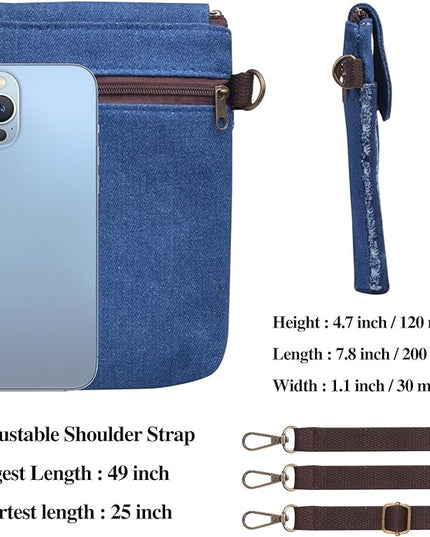 Women's Small Crossbody Bags Canvas Cellphone Purse Coin Pouch Wallet Mini Shoulder Handbags Wristlet Clutch