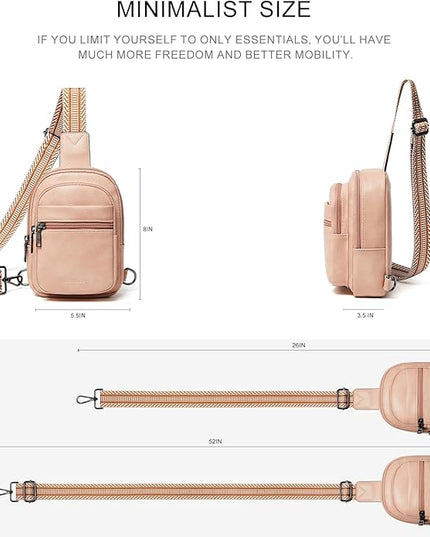 Sling Bag For Women Faux Leather Small Casual Daypack Backpack Fanny Pack Crossbody Chest Bags Purse