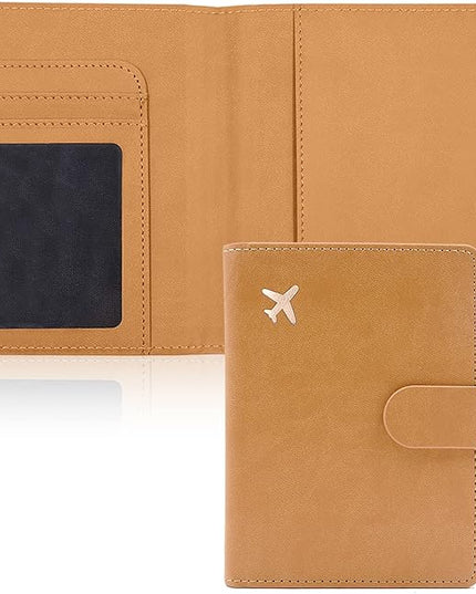 Deziliao Passport Wallet, Brown, Unisex, Faux Leather, Lightweight, Waterproof, RFID Blocking, Slim, 20W