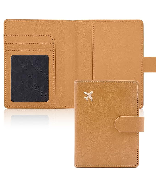 Deziliao Passport Wallet, Brown, Unisex, Faux Leather, Lightweight, Waterproof, RFID Blocking, Slim, 20W