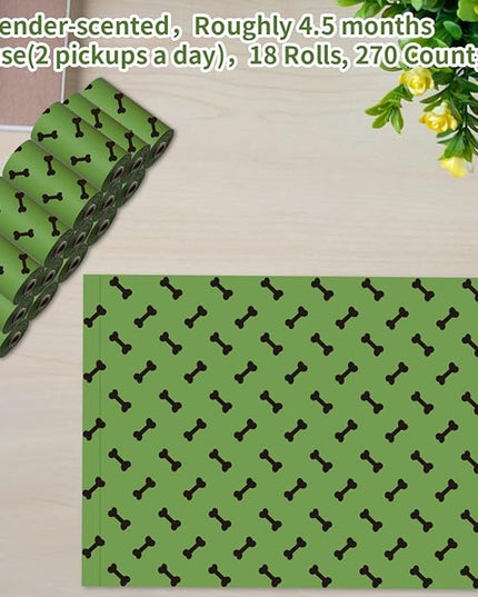 Green Dog Poo Bags Lavender scent - 270 Large Biodegradable Poop Bags, Extra Thicken Strong Corn Starch Blended Compostable Leak Proof Poop Waste Bag for Dogs