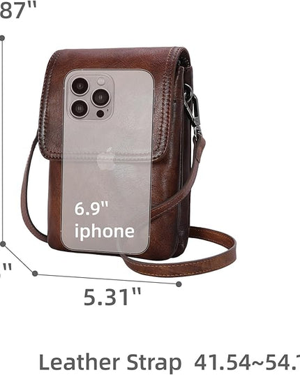 Iswee Leather Crossbody Bags for Women RFID Blocking Cell Phone Purse Small Anti-Theft Zippered with Card slots