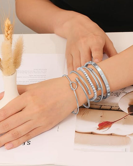 18 K Gold Plated Love Bangle Bracelet Stack Cuff Jewelry for Women Jewelry Set for Women Gift with Box