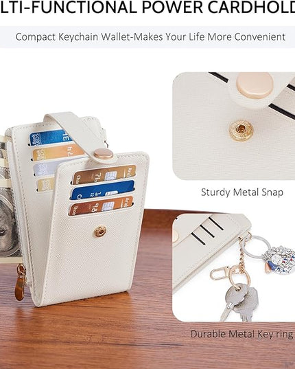 POIUGOYA Slim Wallet for Women,RFID Blocking Bifold Credit Card Holder with Zipper Coin Pocket,ID Window,Keychain