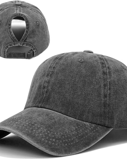 YeeHeen Ponytail Baseball Cap for Women High Messy Bun Caps Washed Cotton Hats