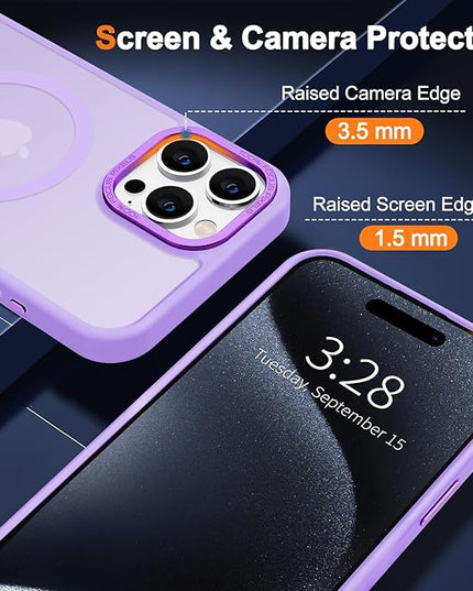 Hython Case for iPhone 15 Pro Max Case Magnetic Translucent Matte Phone Cases 6.7" [Compatible with MagSafe] Thin Slim Fit Shockproof Bumper Hard Protective Cover for Women Men Girls, Light Purple