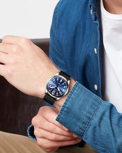 CIVO Analog Wrist Watches for Men: Waterproof Stainless Steel Mens Watches - Silver Watch with Easy Read Dial Men's Watch for Gift
