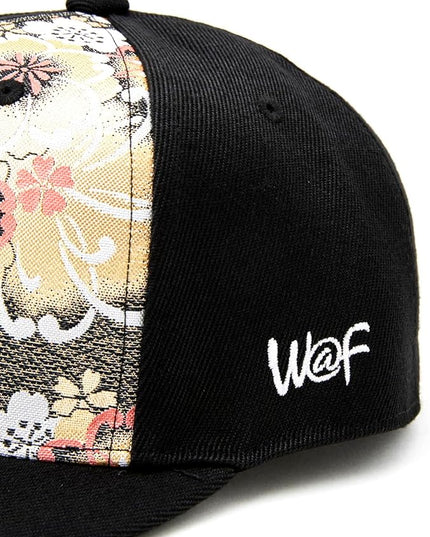 W@nderFabric Traditional Japanese Kimono Baseball Cap, Embroidered Pattern, Adjustable Snapback Flat Brim, 6-Panel Cap