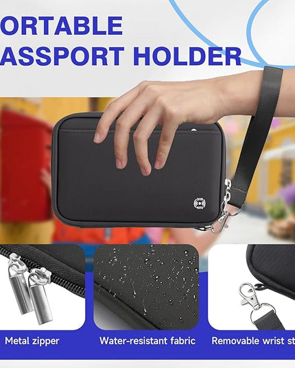 WALNEW Family Passport Holder for 5 - Large Travel Organizer Holds up to 6 Passports, RFID Blocking Water Resistant Document Wallet for Cards, Tickets, Boarding Passes