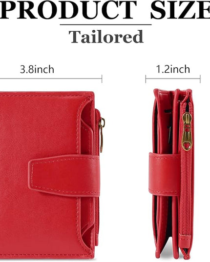 Airkit Small Wallet Women RFID Blocking PU Leather Bifold Compact Card Holder Wallet for Women with Zipper Coin Pocket 4 ID Window