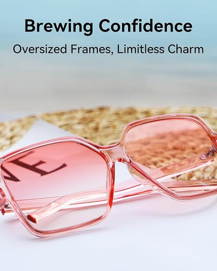 Dollger Oversized Square Sunglasses for Women Big Large Wide Fashion Shades for Men UV Protection Unisex
