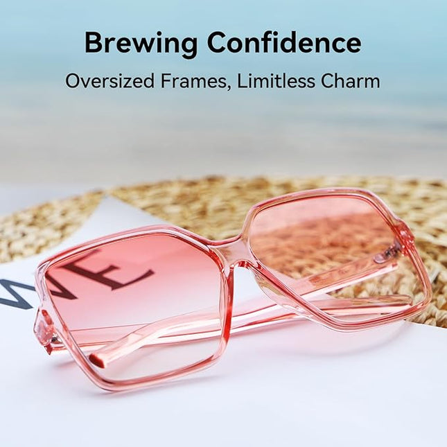 Dollger Oversized Square Sunglasses for Women Big Large Wide Fashion Shades for Men UV Protection Unisex