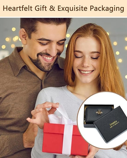 imeetu RFID Credit Card Holder, Small Leather Zipper Card Case Wallet for Women