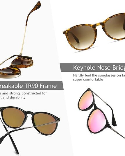 SUNGAIT Premium Vintage Round Sunglasses for Women Men Classic Retro Trendy Style