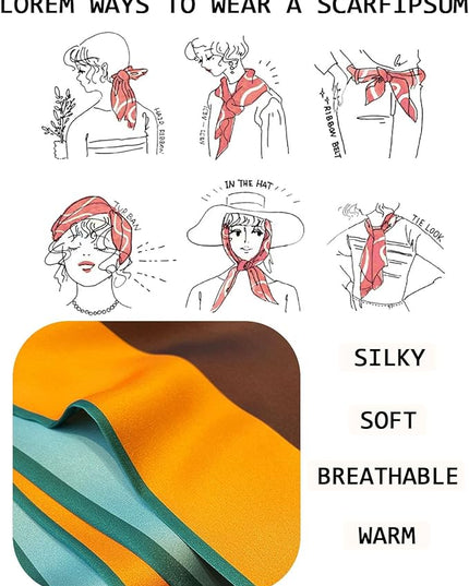 Head Scarf Purse Handle Neck Satin Hair Scarfs For Bag Lightweight Silky Long Thin Women's Fashion Scarves 59 * 5.9”
