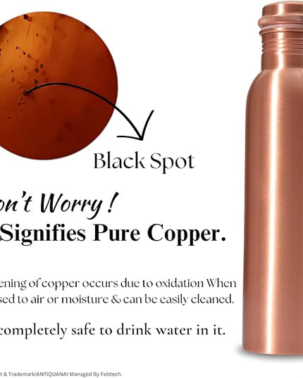 34 Oz Pure Copper Water Bottle – Leak-Proof Hammered Design with Tumbler, Carrying Bag & Smooth Finish Decorative – Copper Water Bottle