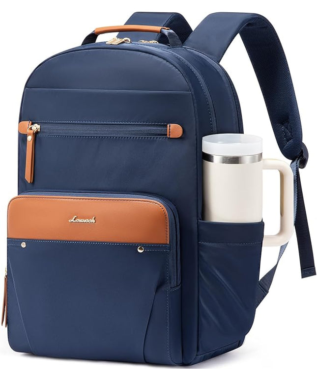 LOVEVOOK Laptop Backpack for Women with 2X Extra-Large Tumbler Pockets, 15.6" Work Backpack Purse, Travel Personal Item Bag, Carry On Business Computer Bag for Office, School, or Gift, Lustrous Indigo
