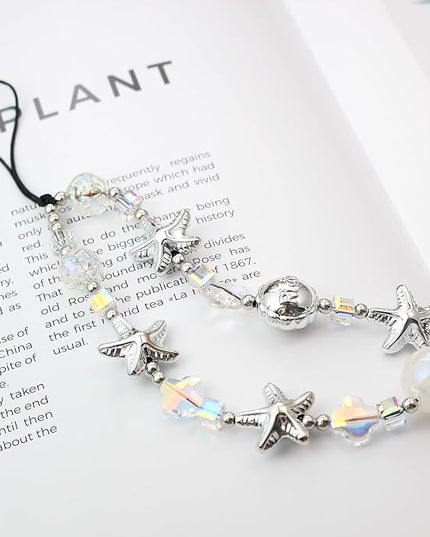 Beaded Camera Wrist Strap, Cute Phone Charms Strap, Pearl Bracelet Wrist Strap, Phone Keychain Decoration for Wallet