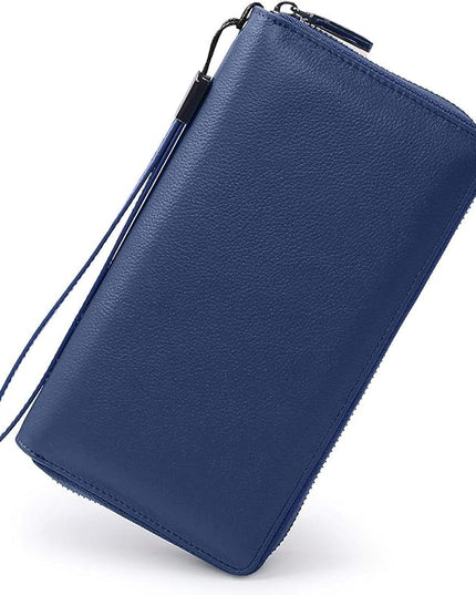 Bveyzi Women RFID Blocking Wallet Leather Zip Around Phone Clutch Large Capacity Ladies Travel Purse Wristlet | RFID Blocking, Zip Around, Large Capacity