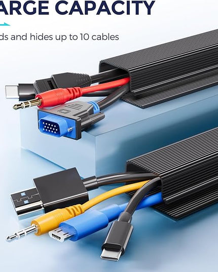 Delamu 2 Pack Safe & Tidy Cable Management Solution - Protect Kids & Pets with Home & Office Cable Management Under Desk, Cable Organizer, Cable Management Kit, Cord Organizer for Desk, 15.7in x 2