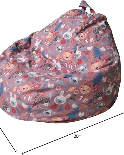 YuppieLife Stuffed Animal Storage Bean Bag Chairs Canvas Cover for Kids(No Filling)/Machine Washable and Durable Toddler Bean Bag Sofa Cover for Room Decor (Forest, 27'')
