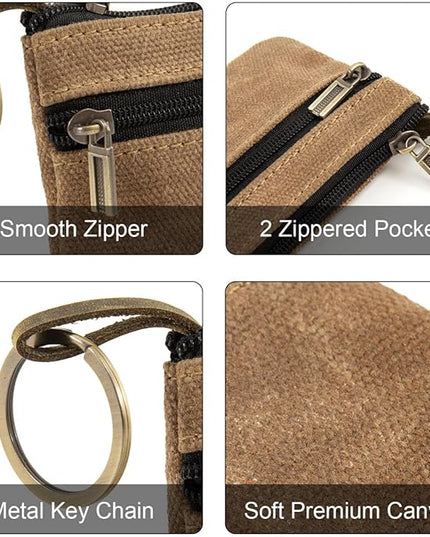 Canvas Coin Purse for Men,Small Cloth Change Purse for Coins,Small Fabric Coin Pouch for Men,Mens Zipper Coin Purse,Mini Key Money Change Wallet
