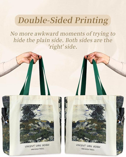 AUSVKAI Cute Canvas Tote Bag for Women, Reusable Designer Bags with Handles Pockets&Snaps for College Beach Everyday Grocery