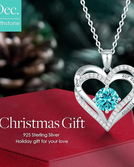 CDE Forever Love Heart Necklaces for Women, Wedding Anniversary, Birthday Mothers Day Christmas Day Gifts for Mom, Mother, Wife, friend, S925 Silver Jewelry with Birthstone Pendant