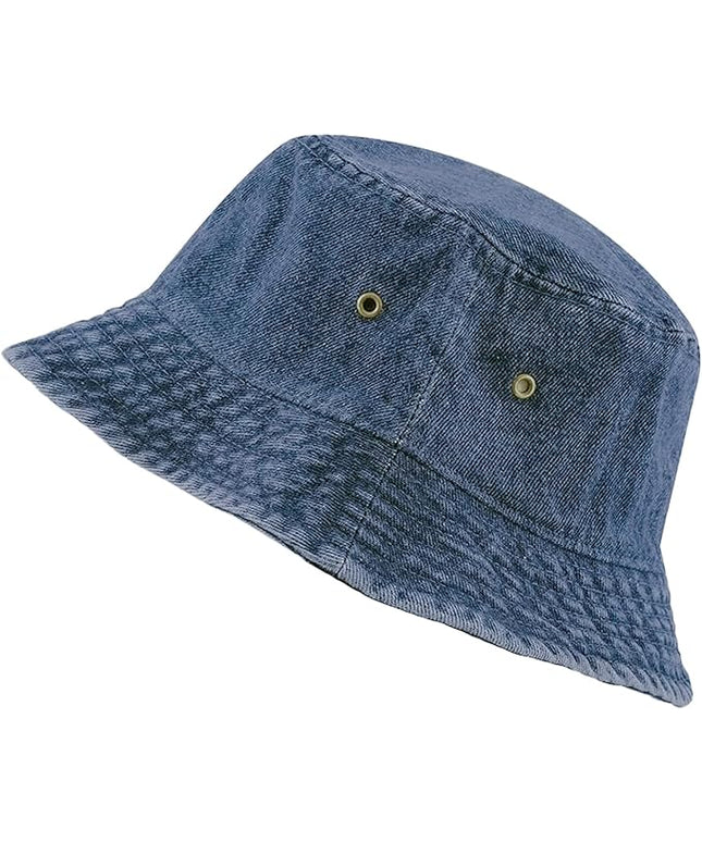 The Hat Depot Bucket Hat - Unisex 100% Cotton & Denim UPF 50 Packable Summer Travel Beach Sun Hat