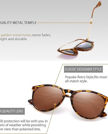 CHBP Sunglasses Womens Men Polarized UV Protection Trendy Vintage Retro Round Mirrored Lens Sunglasses For Women