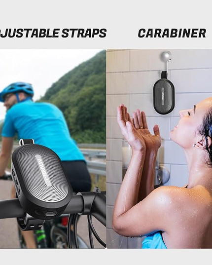Portable Mini Bike Bluetooth Speaker,IP67 Waterproof Wireless with Adjustable Strap and Hook, Loud Clear Sound 10Hours Playtime, Home/Party/Outdoor/Beach/Shower (MINI Speaker)