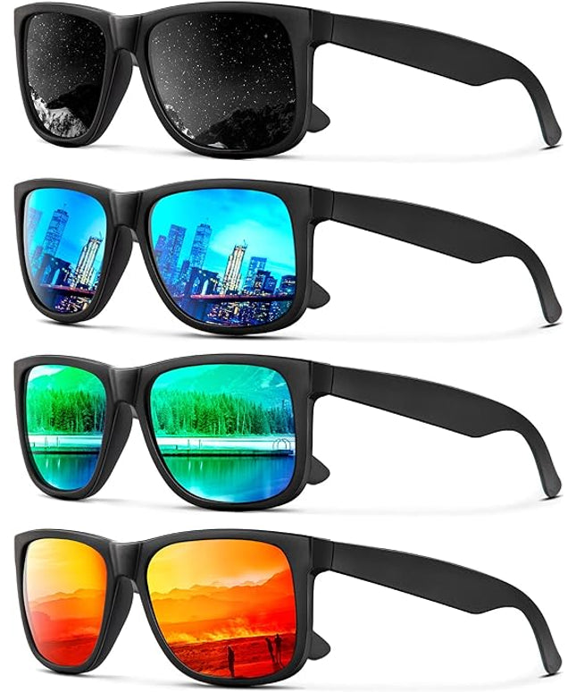 KALIYADI Sunglasses Men Polarized Sun glasses for Mens Womens Classic Matte Black Frame UV Protection 3pack