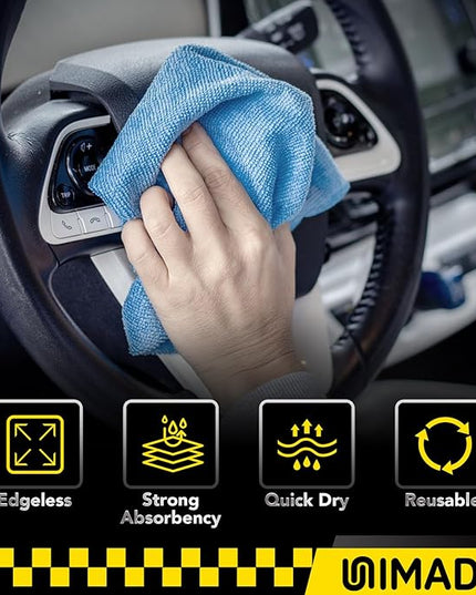 Shop Towel Rag, 200 Pack Reusable Rags Bulk Microfiber Cleaning Cloth Lint Free Towels for Car Kitchen Automotive Bar Mechanic Restaurant Garage, 11.5"x 11.5", Blue