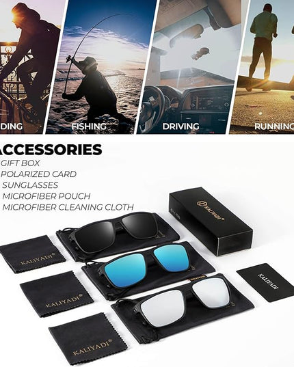 KALIYADI Polarized Sunglasses for Men, Lightweight Sun Glasses with UV Protection for Driving Fishing Golf