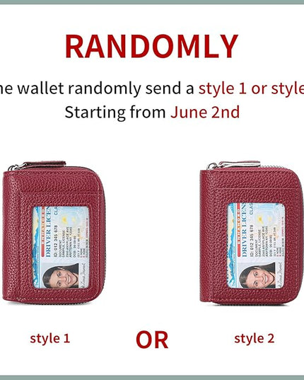RNIEGA Credit Card Holder Wallet RFID Blocking Leather Small Wallet for Women Double Zipper Wallet with ID Window