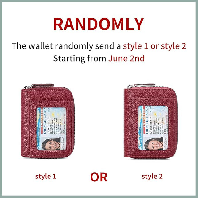 RNIEGA Credit Card Holder Wallet RFID Blocking Leather Small Wallet for Women Double Zipper Wallet with ID Window