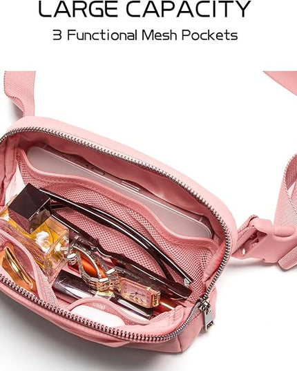Belt Bag for Women Fanny Pack Crossbody Bags for Women Fashion Waist Packs with Adjustable Strap Gifts for Teenage Girls Women Men (Light Pink)