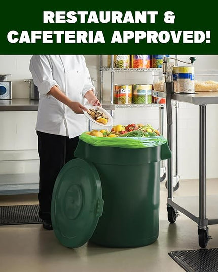 Simply Bio 60-65 Gallon Compostable Trash Bags Liners Flat-Top, Heavy Duty Extra Thick 2 Mil, 242.27 Liter, 12 Bags, Lawn, Yard, and Restaurant Use, ASTM D6400, US BPI, OK Compost Home Certified