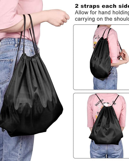 KUUQA 2 Pcs Drawstring Backpack Bags Bulk Sports Cinch Sack String Backpack Storage Bags for Gym Traveling（Black, Blue）